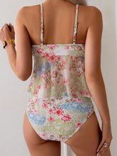Adjustable Strap Tankini Set Conservative Two-Piece Swimsuit Floral Tops Panties Set