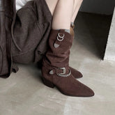Autumn brown Cow suede Riding Boots