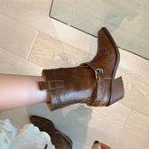 Autumn cowhide embroidery Western Boots