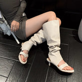 Summer Pinch toe Pleated Knee-high Boots