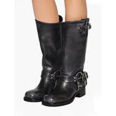 Autumn Brown Platform Motorcycle Boots