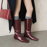 Autumn Angora red cowhide Wedges Modern Boots