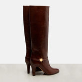 Autumn Brown Cowhide Metal Buckle Modern Boots
