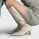 Autumn White Cowhide Knee High Boots