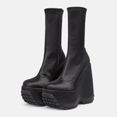 Black Women's Satin wedges Short Boots