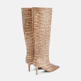 Crocodile Grain Knee High Boots