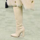 Genuine Leather Weave Skinny Boots