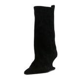Sping Black PU Wedges Boots