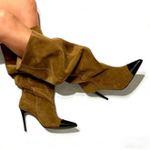 Suede Pleated Large tubular Boots