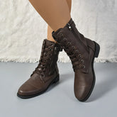 Autumn Wineter Side Zipper Coffee Medium Top Boots