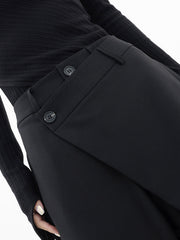 Asymmetrical Layer Button Wide Leg Pants