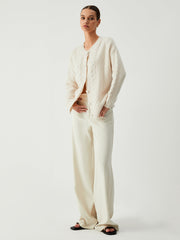 Vanilla Button Down Cable Knit Oversized Cardigan