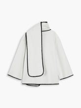 Double Pockets Embroidered Trim Coat With Matching Scarf
