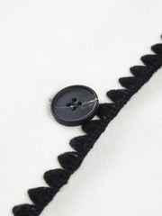 Double Pockets Embroidered Trim Coat With Matching Scarf