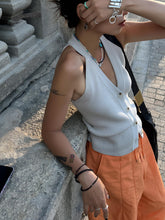 Button V-Neck Knit Vest