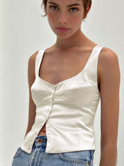 Casual Button-Front Strappy Top