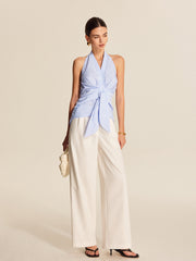 Striped Halter Tie Top
