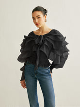 Semi-Sheer Chiffon Ruffle Backless Top