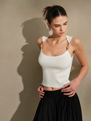 Delicate-Strap Crop Knit Top