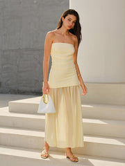 Strapless Ruched Maxi Dress