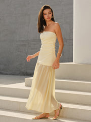 Strapless Ruched Maxi Dress