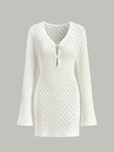 Sheer Knit Sweater Dress with Cut-Out Detail