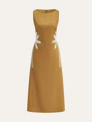 Side-Embroidered Sleeveless Dress