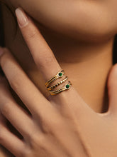 Emerald Accent Multi-Band Golden Ring