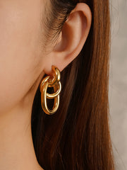 Gold-Tone Interlocking Hoop Earrings