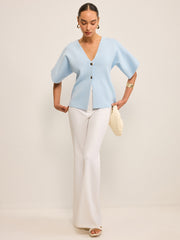 V-Neck Button Knit Cardigan