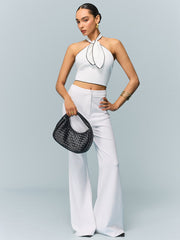 Halter Neck Bow Detail Crop Top