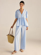 Cotton Peplum Top and Pants Set