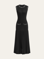 Pearl Trimmed Knit Midi Dress