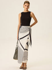 Sleeveless Top and Print Wrap Skirt Set