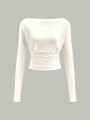 Ruched Waist Long-Sleeve Top