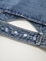 Asymmetric Wrap Denim Lapel Crop Vest