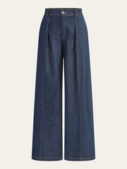 Mid-Waisted Wide-Leg Denim Pants