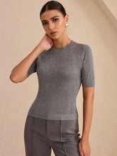 Wool-Blend Short Sleeve Knit Top