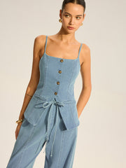 Denim Cami Vest and Pants Set