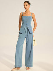 Denim Cami Vest and Pants Set