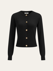 Wool Blend Metal Button Cardigan