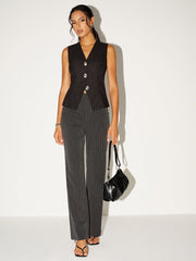Pinstripe Low-Waist Pants