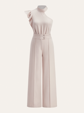 One-Shoulder Ruffled Top and Double-Button Pants Set