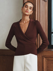 Ribbed Knit Collared Top