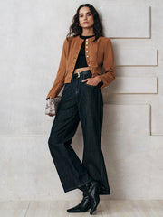 Metal Button Suede Jacket