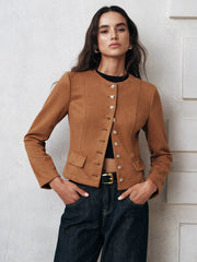Metal Button Suede Jacket