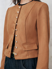 Metal Button Suede Jacket