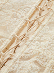 Sheer Strapless Lace Embroidered Corset Top