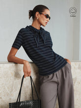 Striped Detachable Scarf Collar T-Shirt