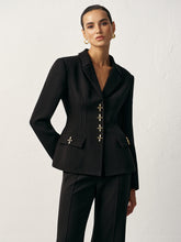 Cross-Shaped Button Blazer,Vest And Trouser Set